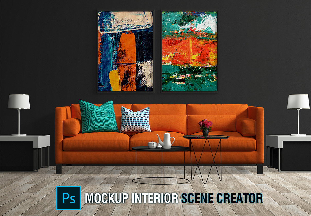 高品质室内海报艺术品绘画相框展示样机 Mockup Interior Scene Creator_img_2