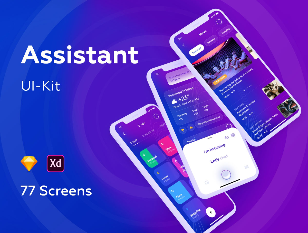 炫酷的生活小助手iOS APP UI套件 Assistant UI Kit_img_2