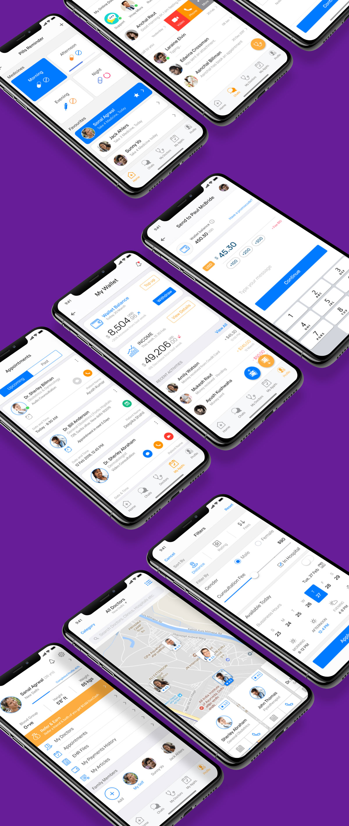 精选免费极简医疗保健患者iOS APP UI套件 Healthcare Patient UI KIT_img_2