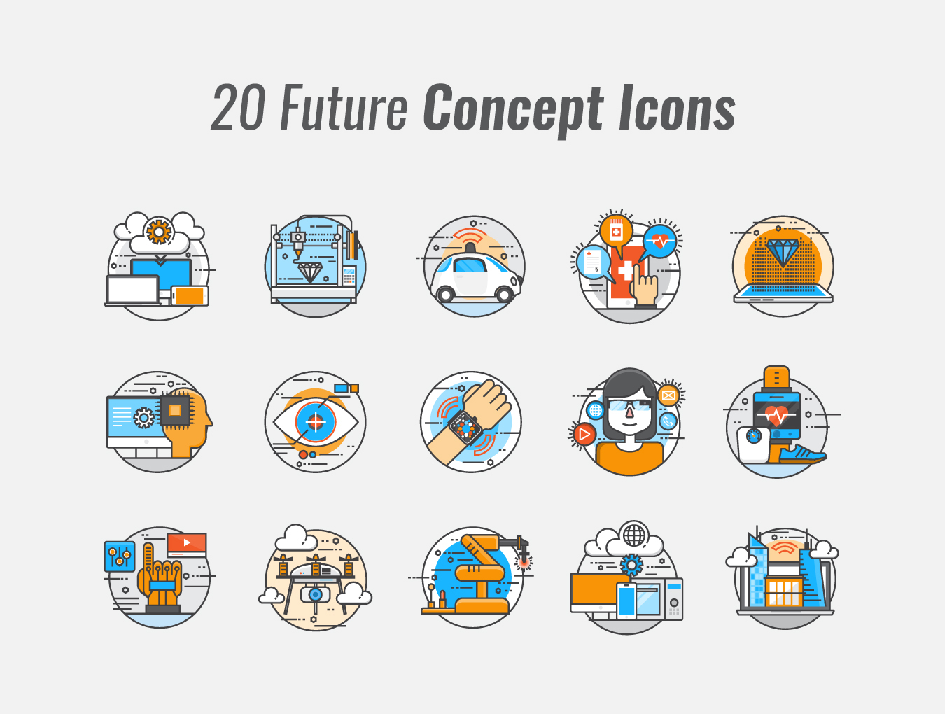 20个未来概念图标EPS矢量图 20 Future Concept Icons_img_2