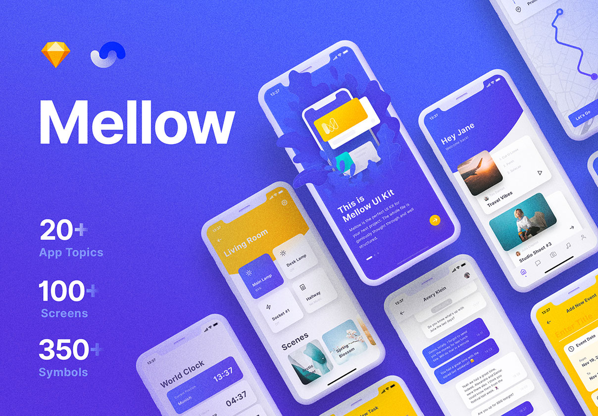 多功能社交电子商城iOS APP UI工具包 Mellow iOS UI Kit_img_2