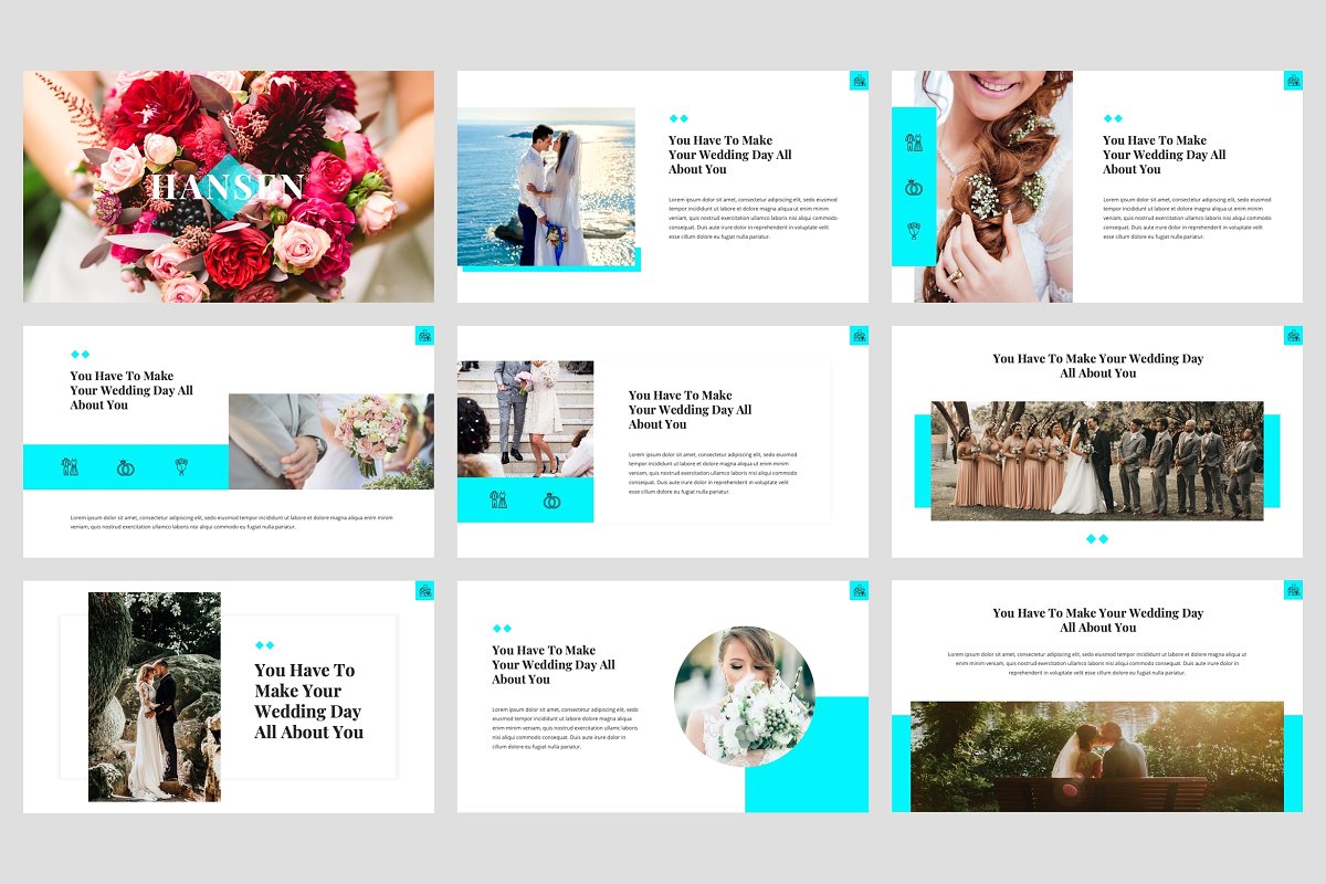 典雅婚礼策划主题的PPT幻灯片模板 Hansen - Wedding PowerPoint Template_img_2