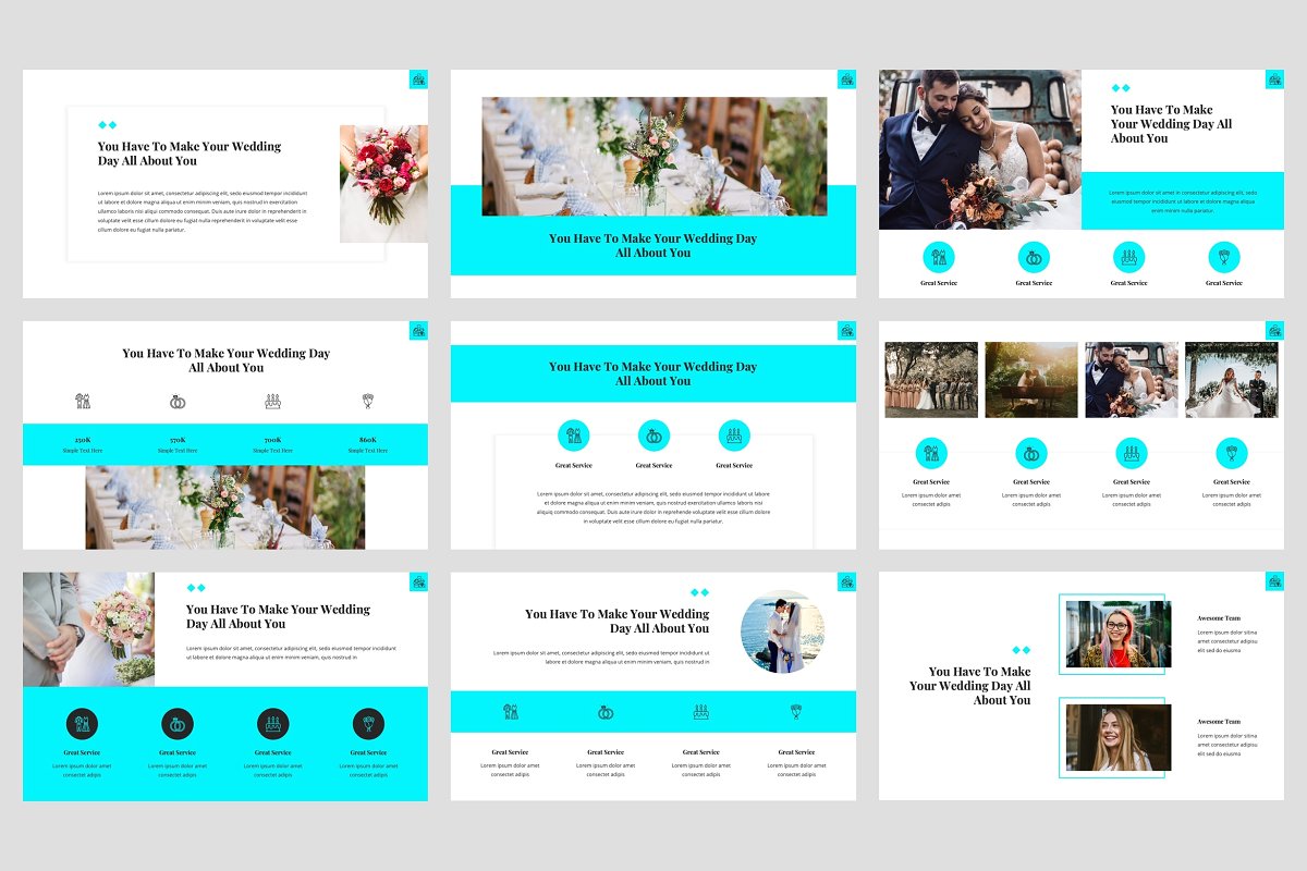 典雅婚礼策划主题的PPT幻灯片模板 Hansen - Wedding PowerPoint Template_img_2