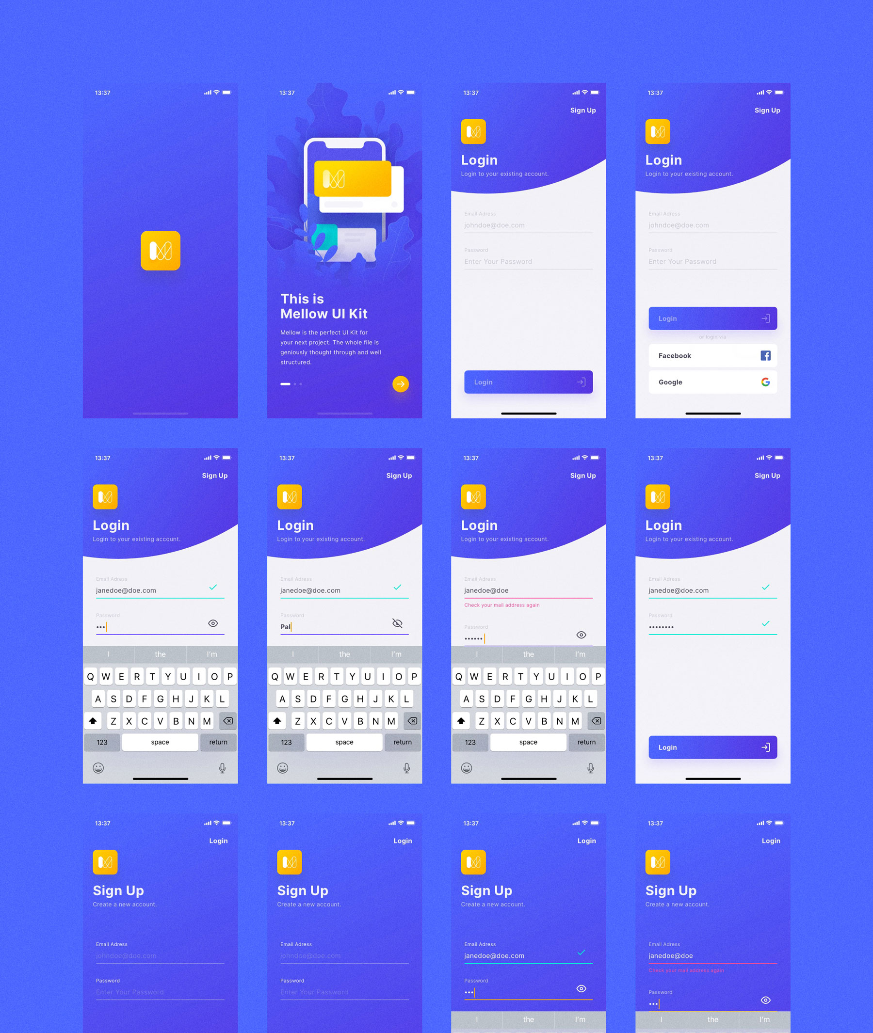 多功能社交电子商城iOS APP UI工具包 Mellow iOS UI Kit_img_2