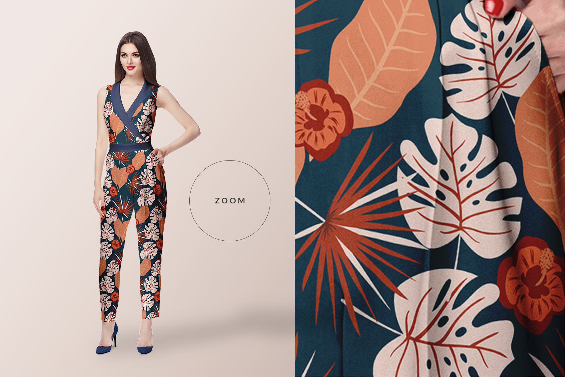 精选免费新颖时尚的女装连身衣样机 Women’s Jumpsuit Mockup_img_2