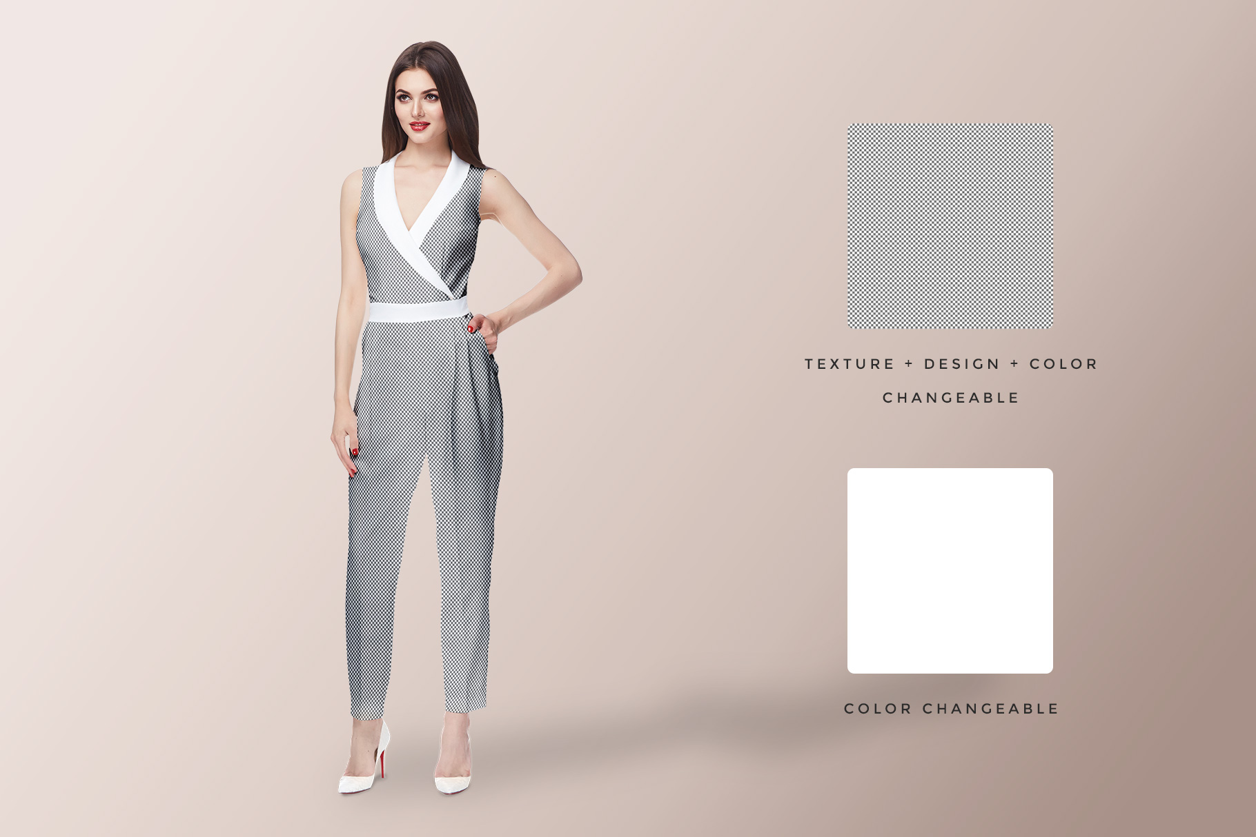 精选免费新颖时尚的女装连身衣样机 Women’s Jumpsuit Mockup_img_2