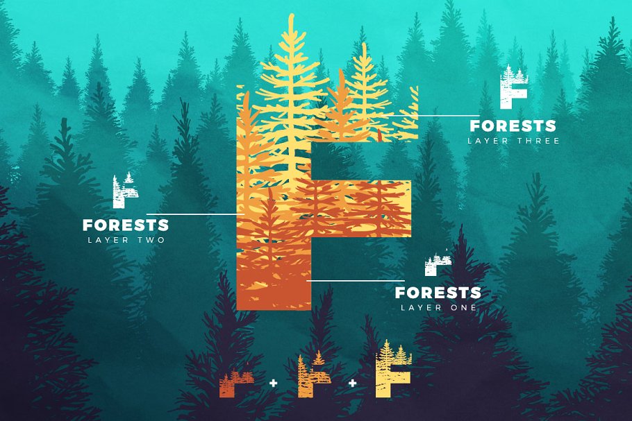 有趣的双曝光森林英文字体下载 Forests Layered Font_img_2