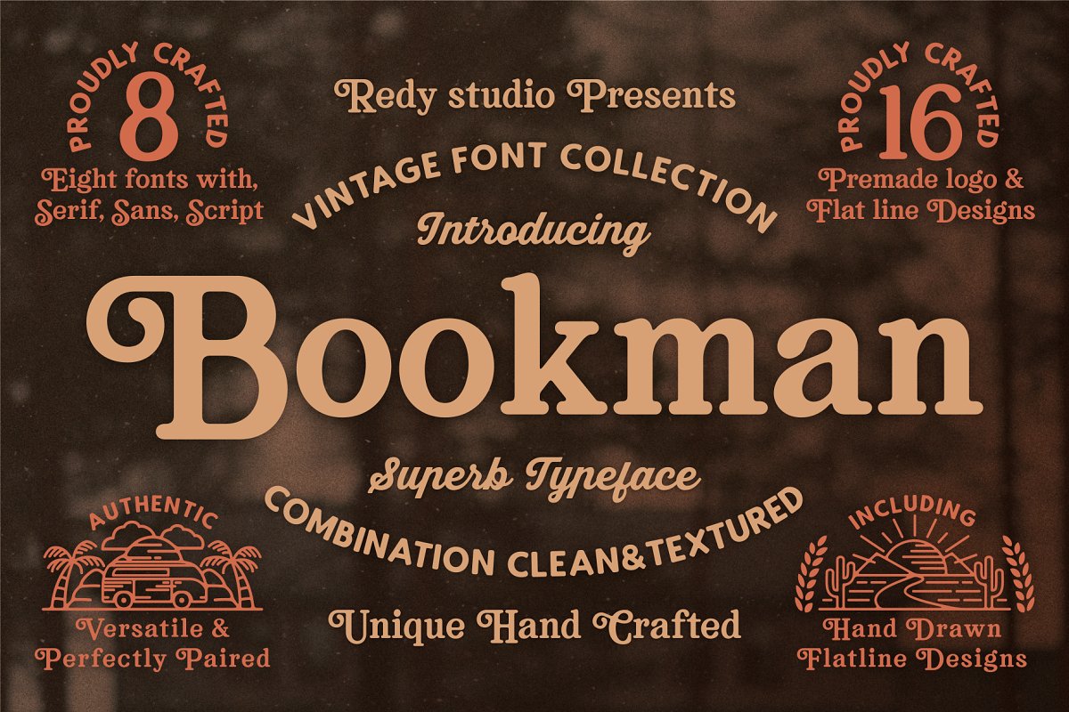 精心设计的徽标标题英文字体下载 Bookman Font Collection_img_2