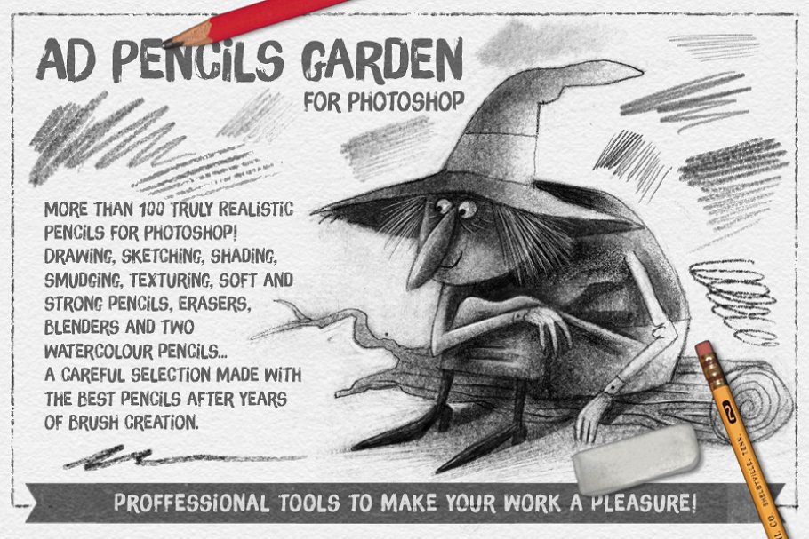 超强大的真实逼真铅笔素描纹理PS笔刷 The Pencils Garden_img_2