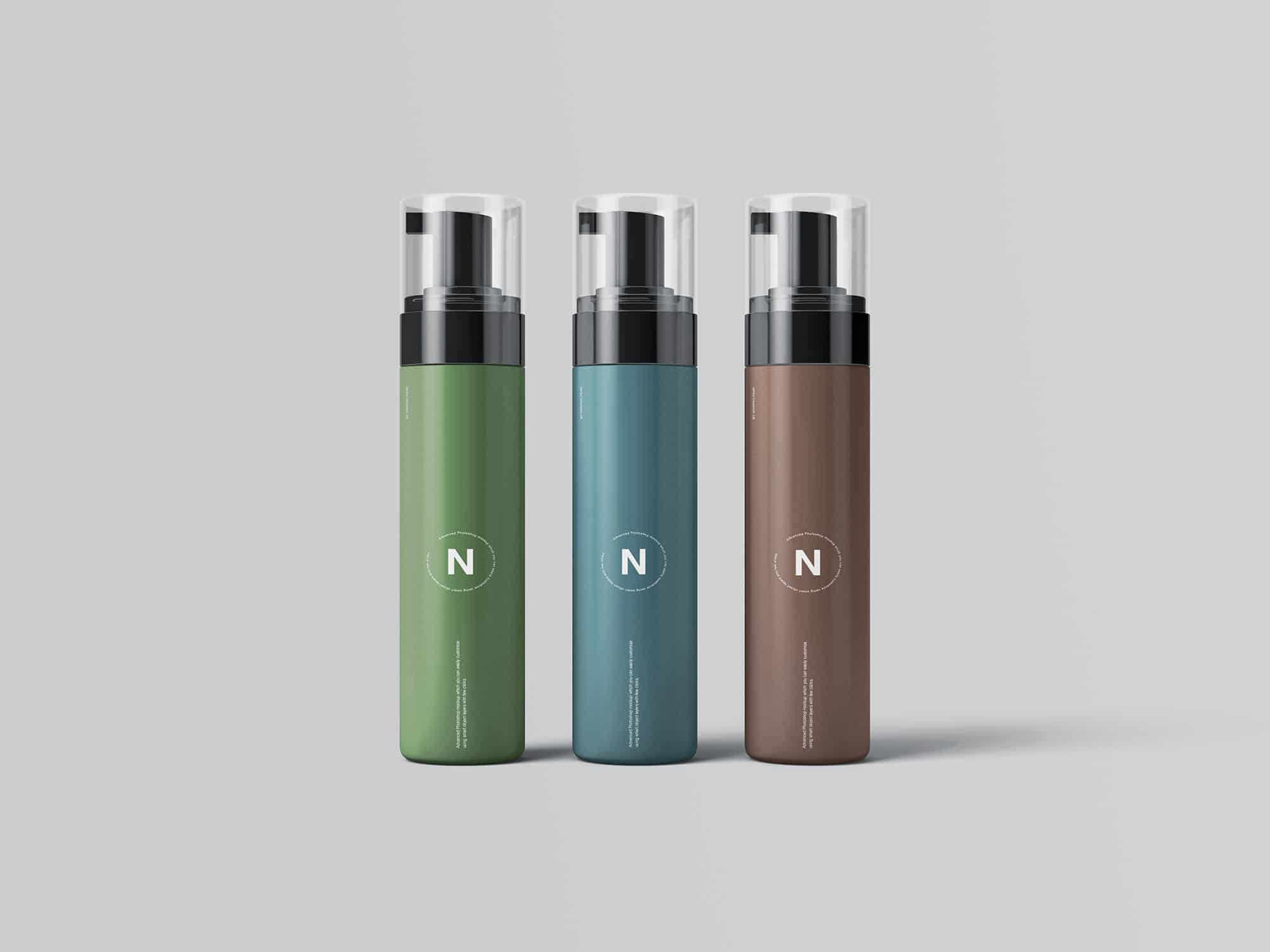 不同角度的化妆品喷雾包装样机 Cosmetic Bottles Packaging Mockup_img_2