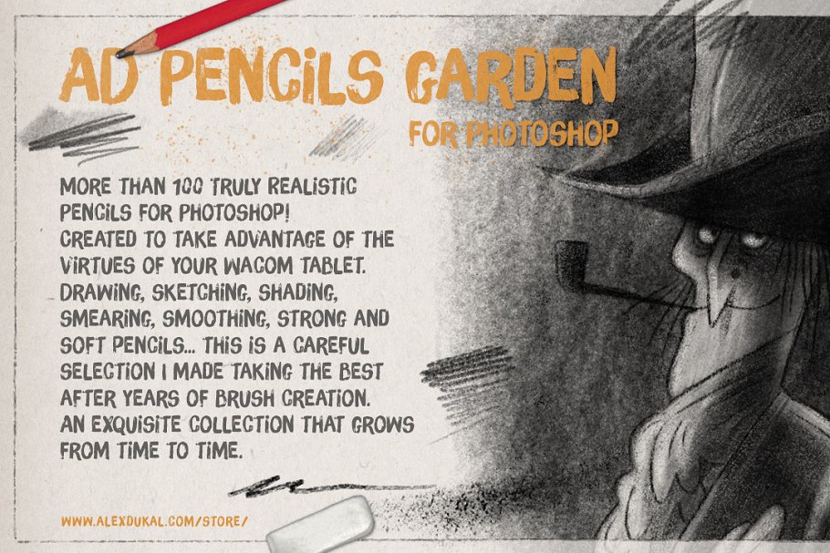 超强大的真实逼真铅笔素描纹理PS笔刷 The Pencils Garden_img_2