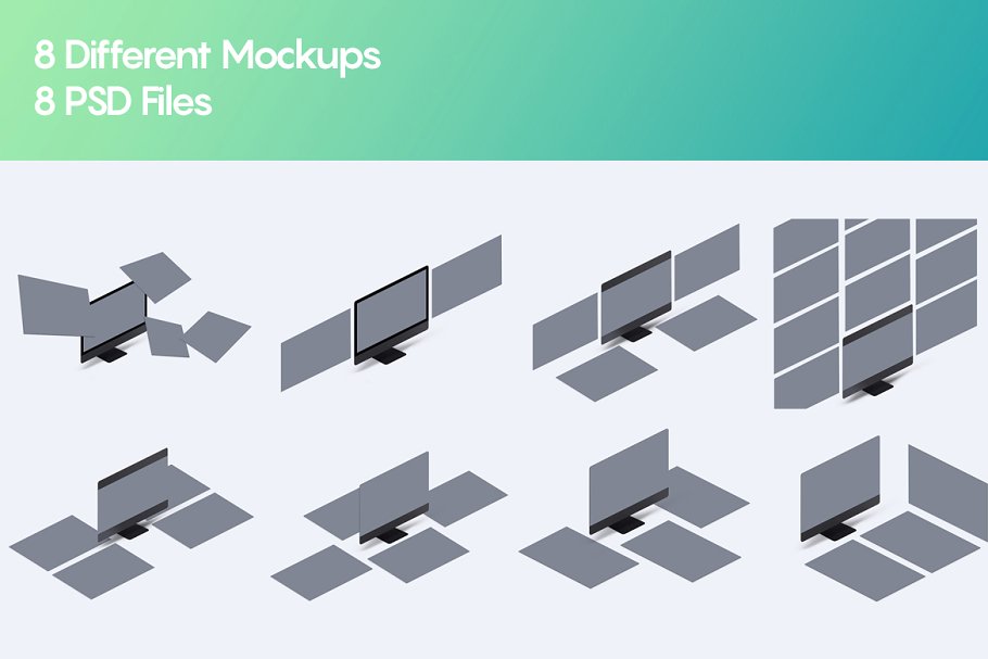 设计师必备等距iMac电脑网页设计展示样机套装2.0 Isometric iMac Website Mockup 2.0_img_2