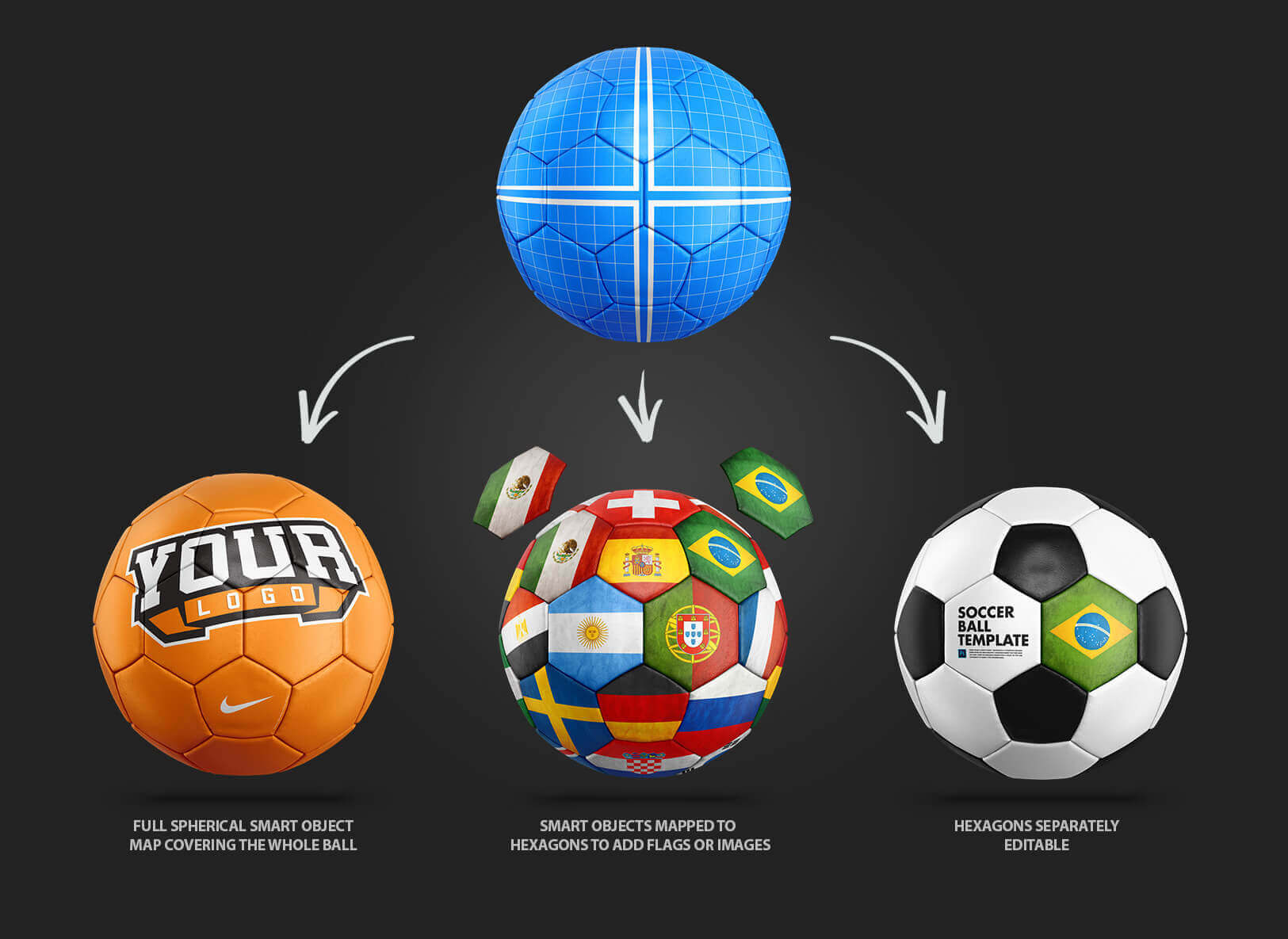 高品质体育品牌设计提案足球展示样机PSD模板 Football / Soccer Ball Photoshop Mockup PSD_img_2