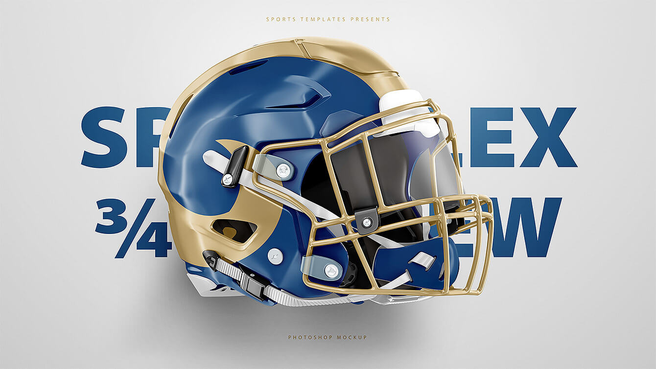 超逼真的美式足球橄榄球头盔样机PSD模板 Ultra Realistic Riddell Speedflex Helmet Mockups PSD_img_2
