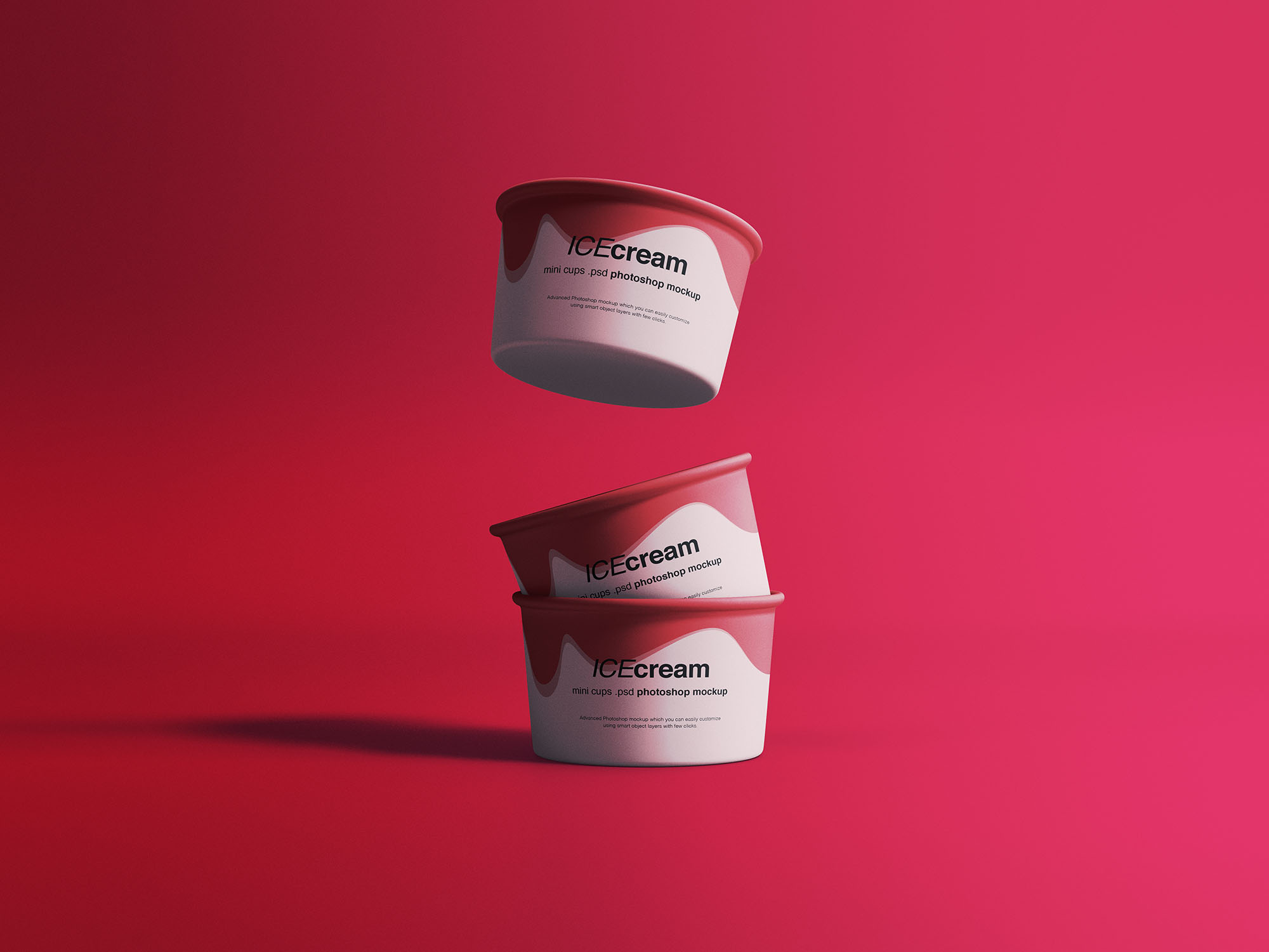 冰淇淋纸杯包装盒样机PSD模板 Ice Cream Cups Mockup_img_2