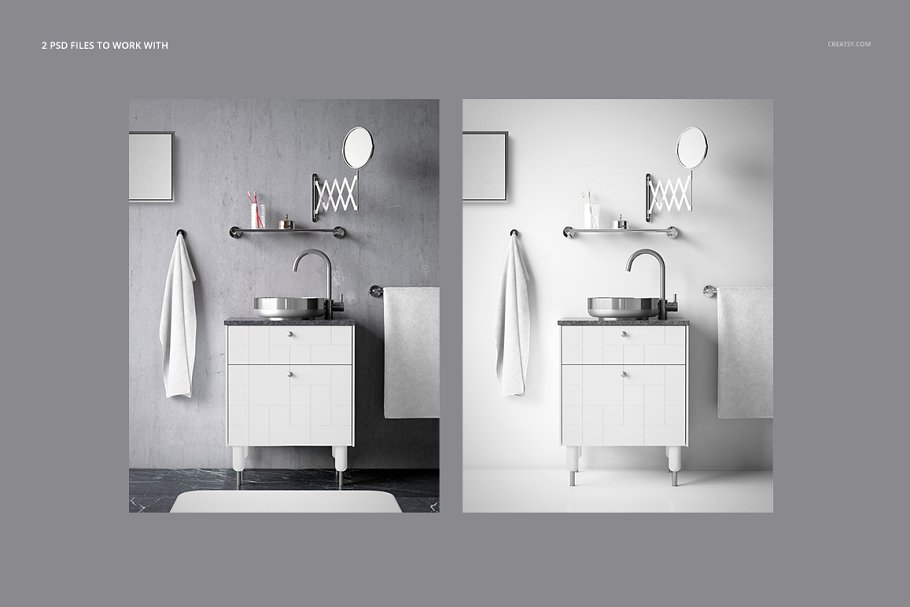 浴室装饰艺术样机集PSD模板 Art Deco Bathroom Mockup Set_img_2