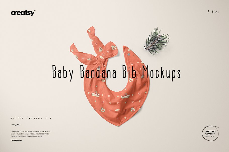 婴儿头巾围兜样机套装PSD模板 Baby Bandana Bib Mockup Set_img_2