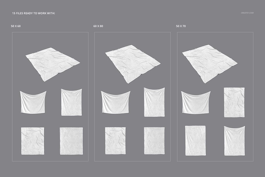 毛茸茸的毯子样机集 Fuzzy Blanket Mockup Set_img_2