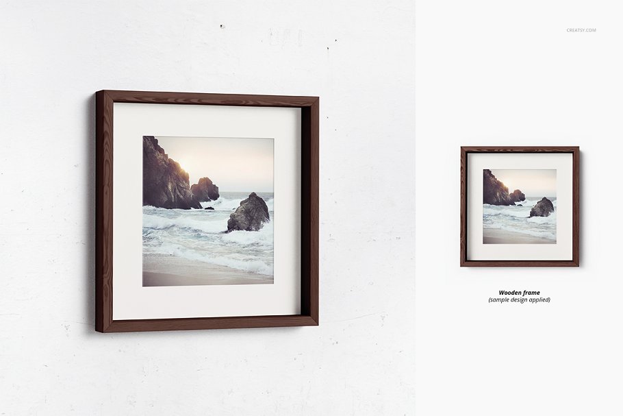 极简的海报艺术品图片深框架样机集 Picture Deep Frame Mockup Set_img_2