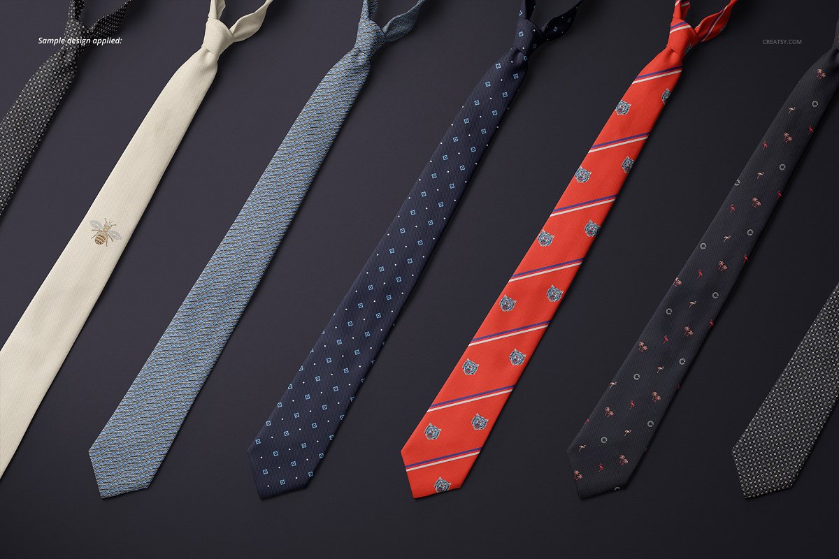精美的多角度男士领带样机PSD模板 Gentelman Pack v.1: Tie Mockup Set_img_2