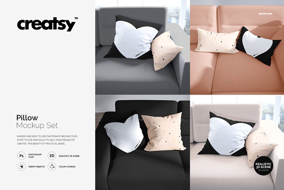 极简的枕头样机套装 Pillow Mockup Set_img_2