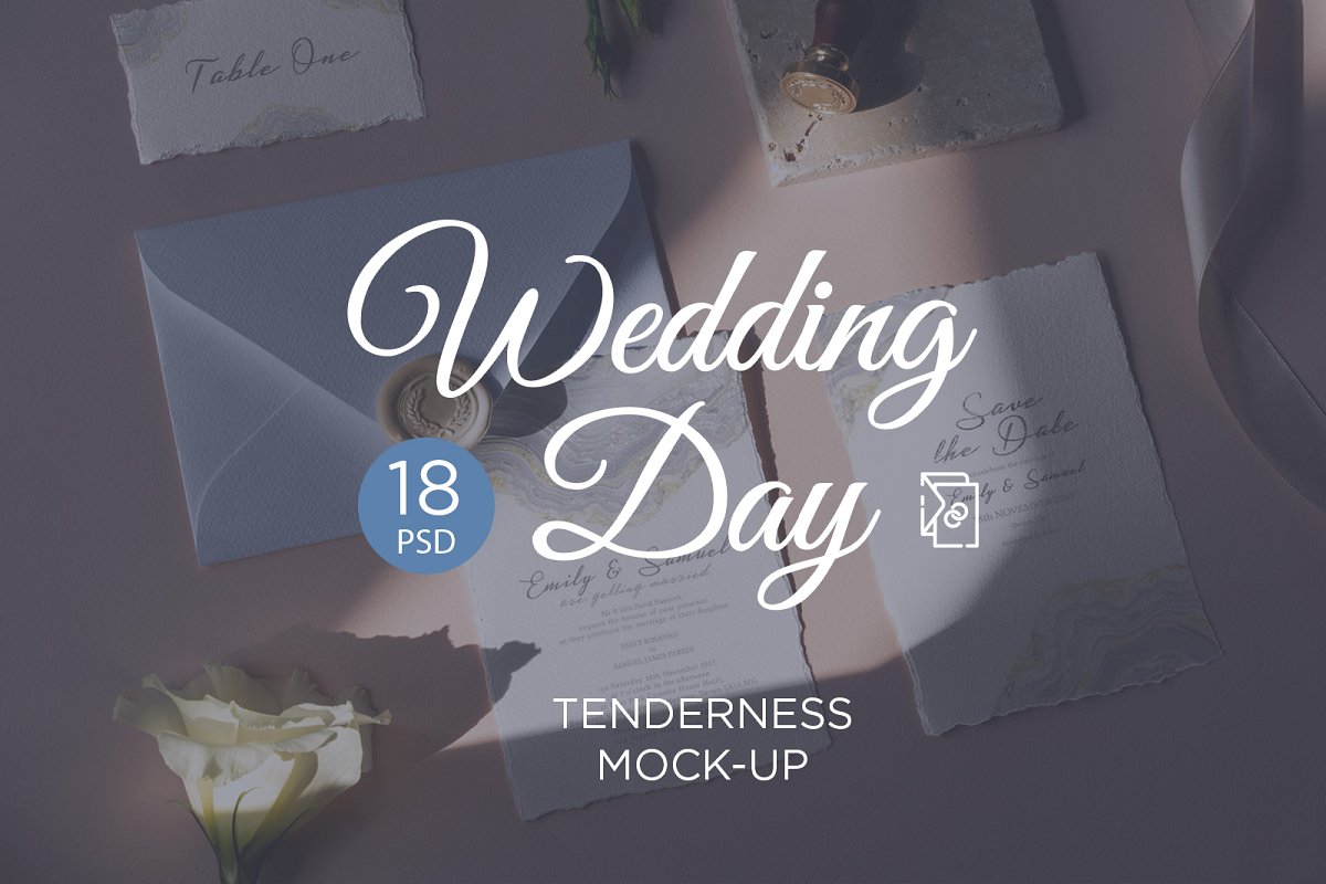 精美的婚礼邀请函贺卡印刷品样机PSD模板 Wedding Day Mock-Up Tenderness_img_2