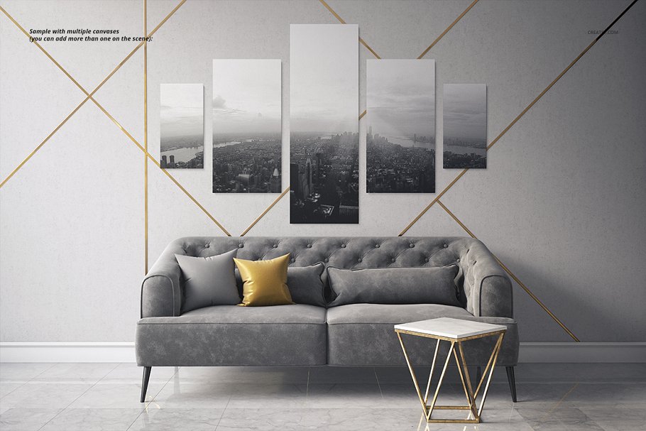 室内装饰艺术画照片帆布打印样机2 Art Deco 2 Canvas Print Mockup_img_2