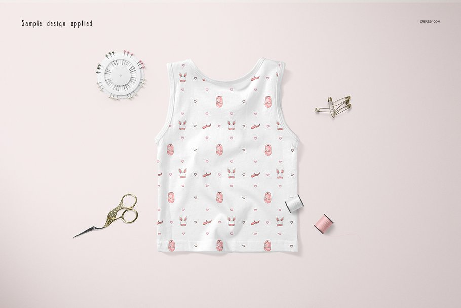 可爱的婴儿背心样机集 Baby Tank Top Mockup Set_img_2