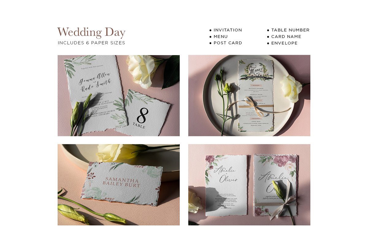 精美的婚礼邀请函贺卡印刷品样机PSD模板 Wedding Day Mock-Up Tenderness_img_2