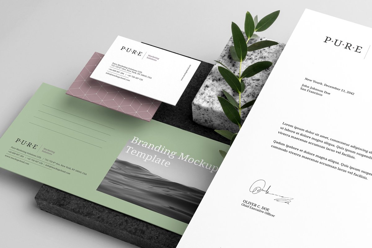时尚优雅小清新品牌设计提案办公文创展示样机 Pure Branding Mockup Vol. 1_img_2