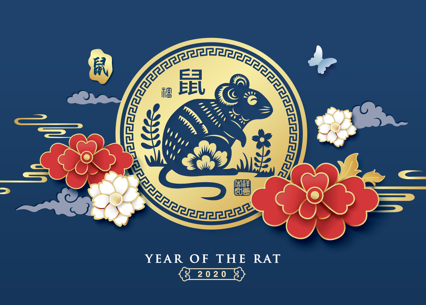 2020新年农历鼠年EPS矢量图形合集 Rat symbol New Year 2020 cartoon illustration 4_img_2