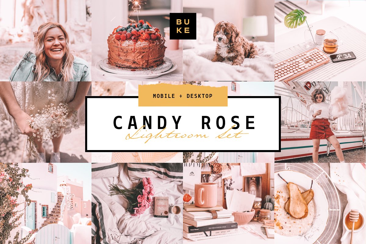 令人敬畏的浅粉色粉彩玫瑰色照片后期特效LR预设 Candy Rose Lightroom Presets Bundle_img_2