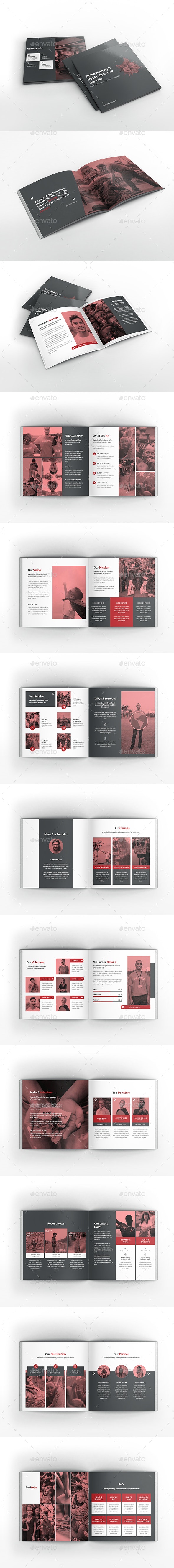 极简主义的慈善机构宣传册ID模板 Charity Square Brochure Template_img_2