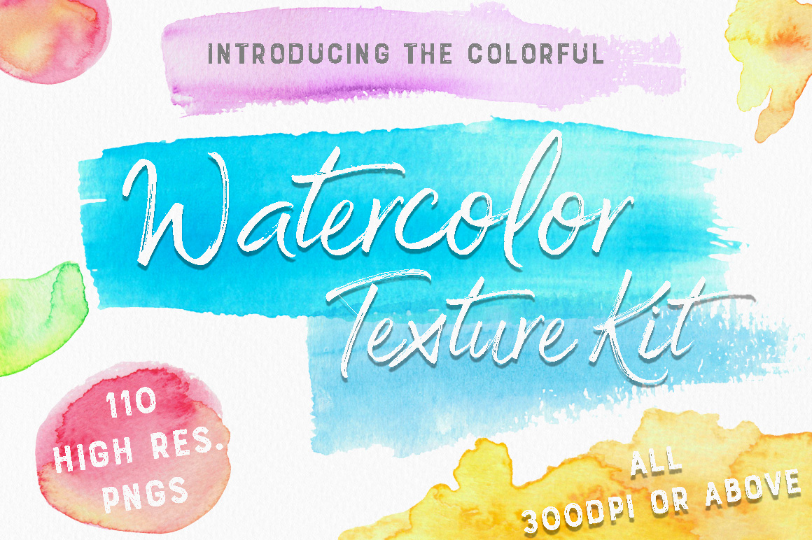 高分辨率多彩的水彩纹理工具包 The Colourful Watercolour Texture Kit_img_2