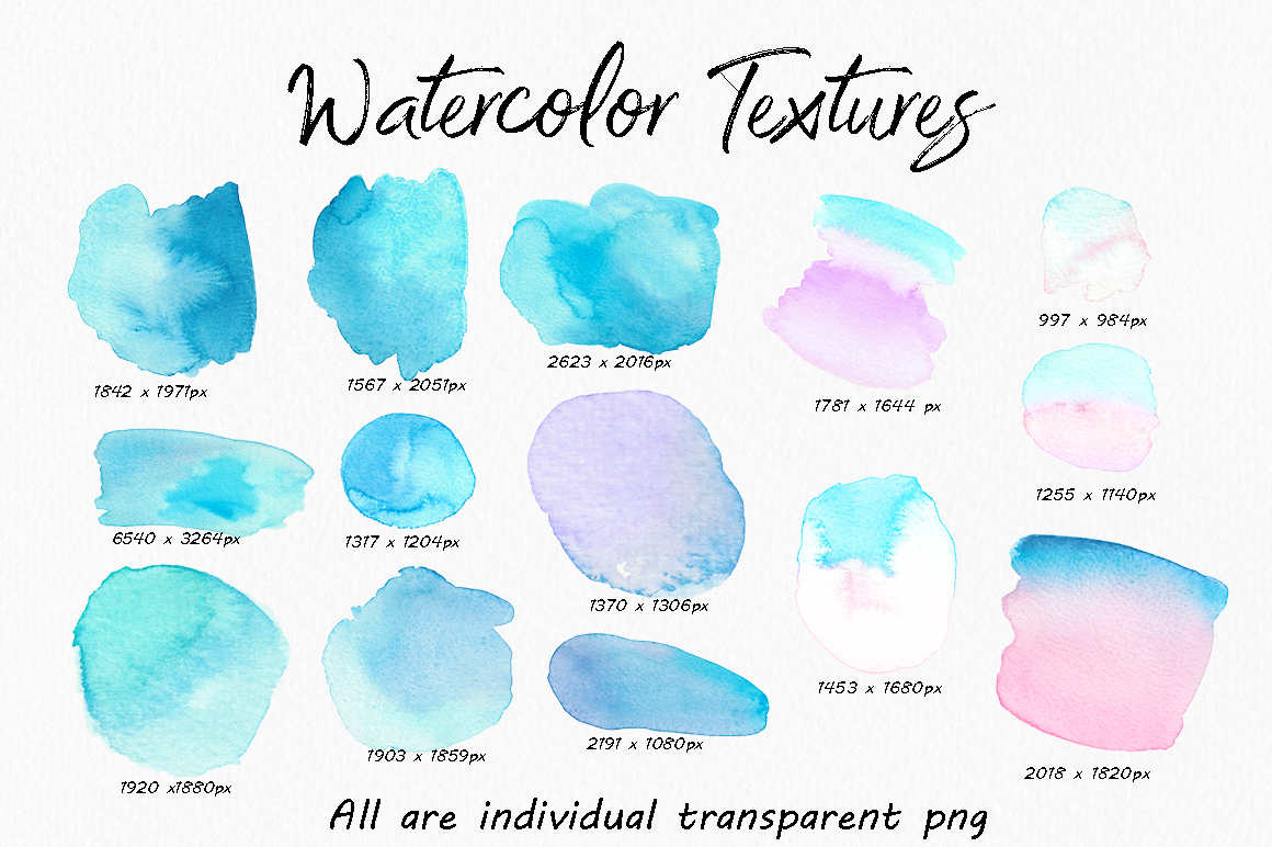 高分辨率多彩的水彩纹理工具包 The Colourful Watercolour Texture Kit_img_2