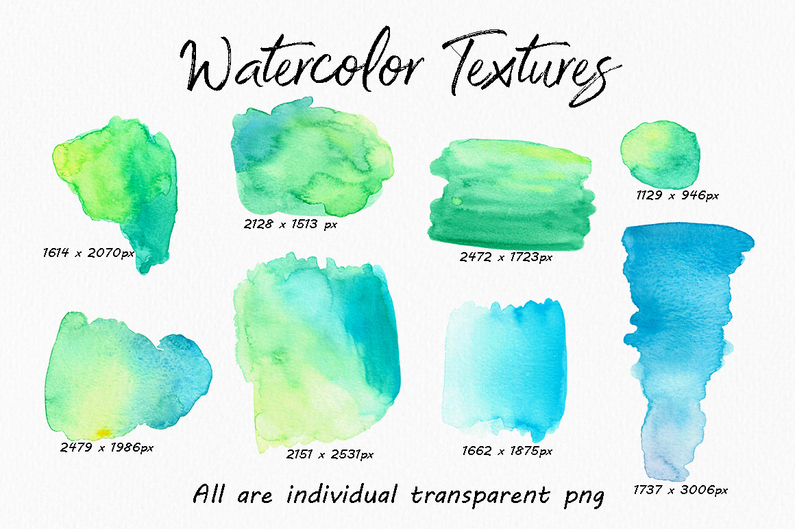 高分辨率多彩的水彩纹理工具包 The Colourful Watercolour Texture Kit_img_2