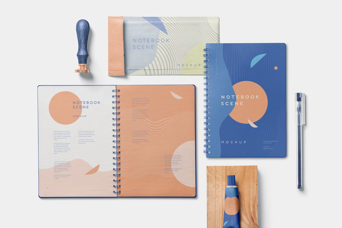 3个品牌设计提案办公文具笔记本展示样机模板 3 Notebook Mockup Scenes_img_2