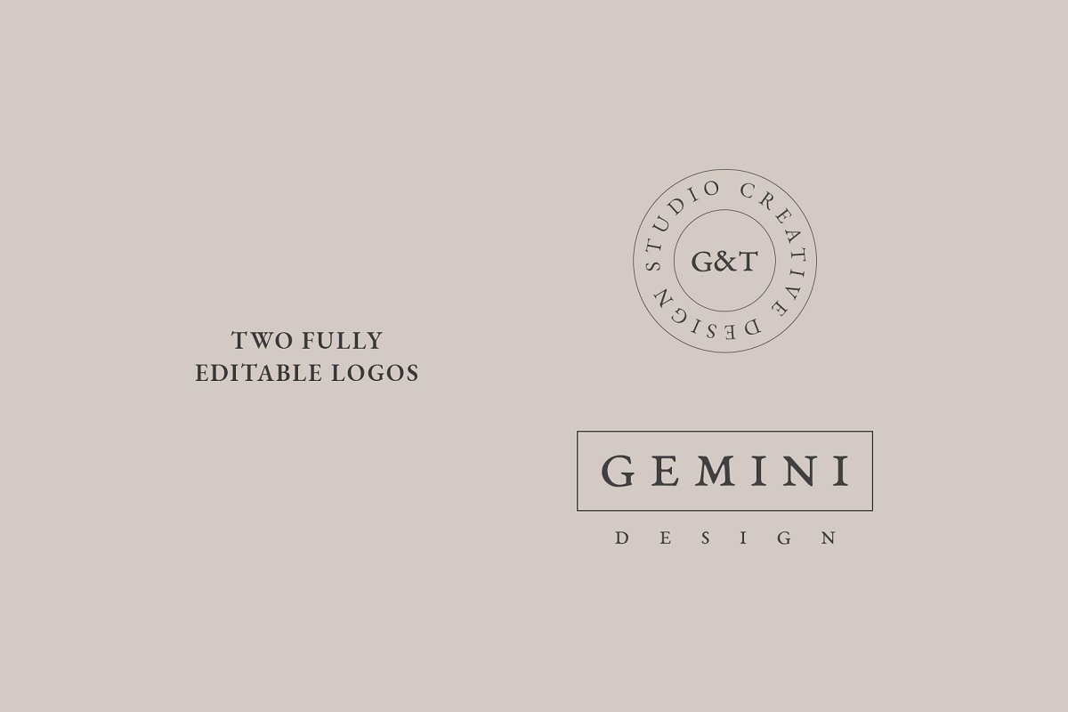 简洁优雅的名片展示样机 Gemini Business Card Templates_img_2