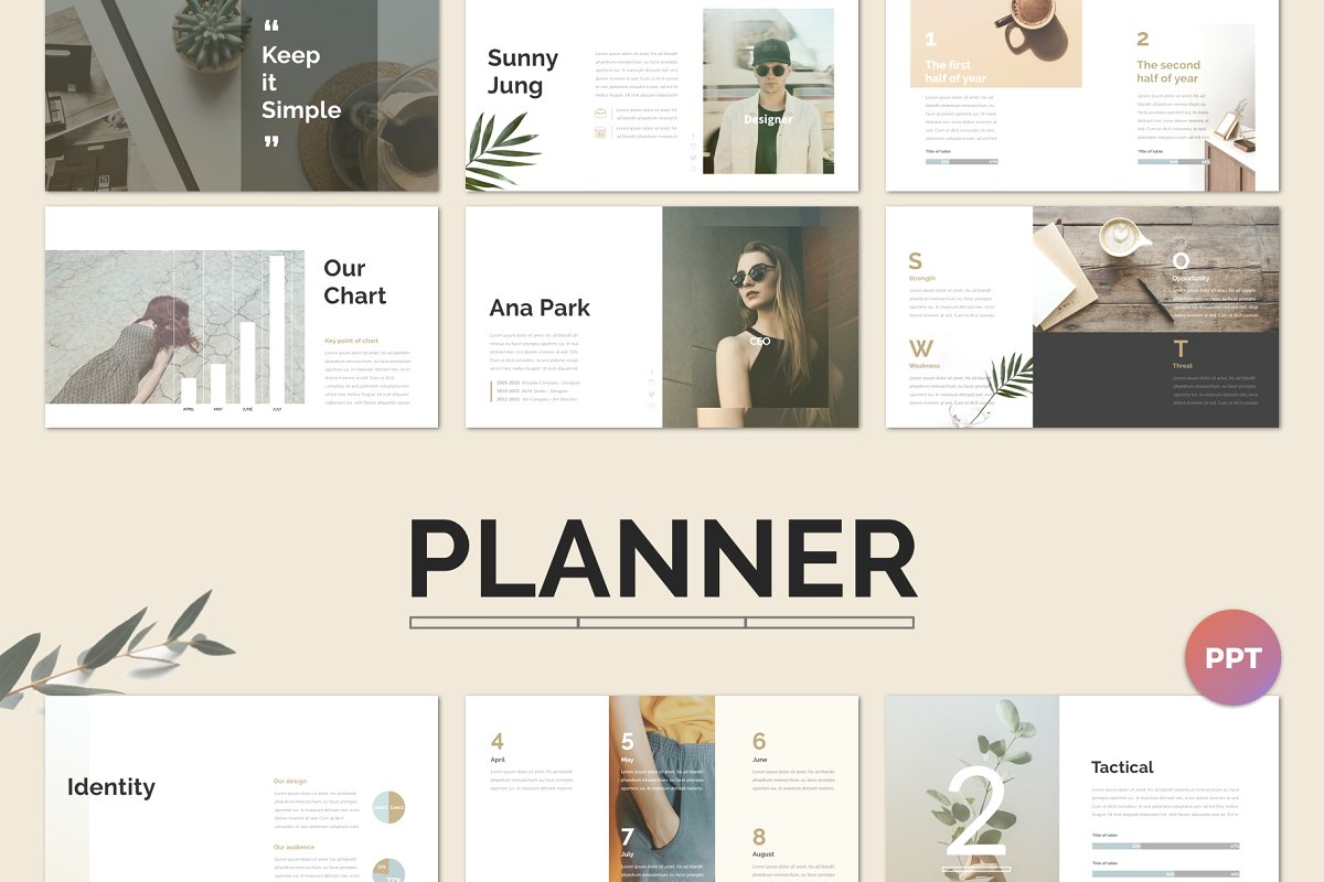 精美的设计师品牌作品艺术品展示PPT幻灯片KEY模板 Planner PowerPoint, Keynote Template_img_2