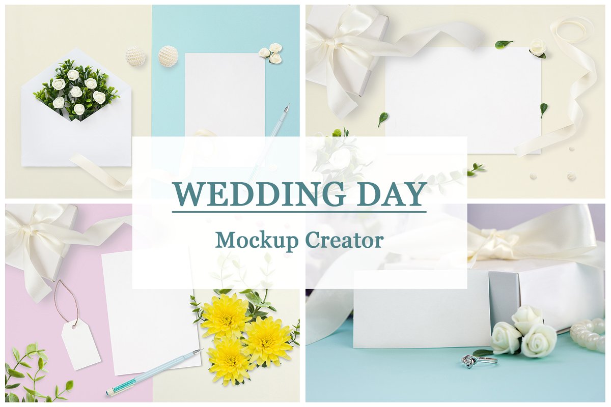 非常适合展示婚礼日贺卡邀请函样机 Wedding Day Mockup Creator_img_2