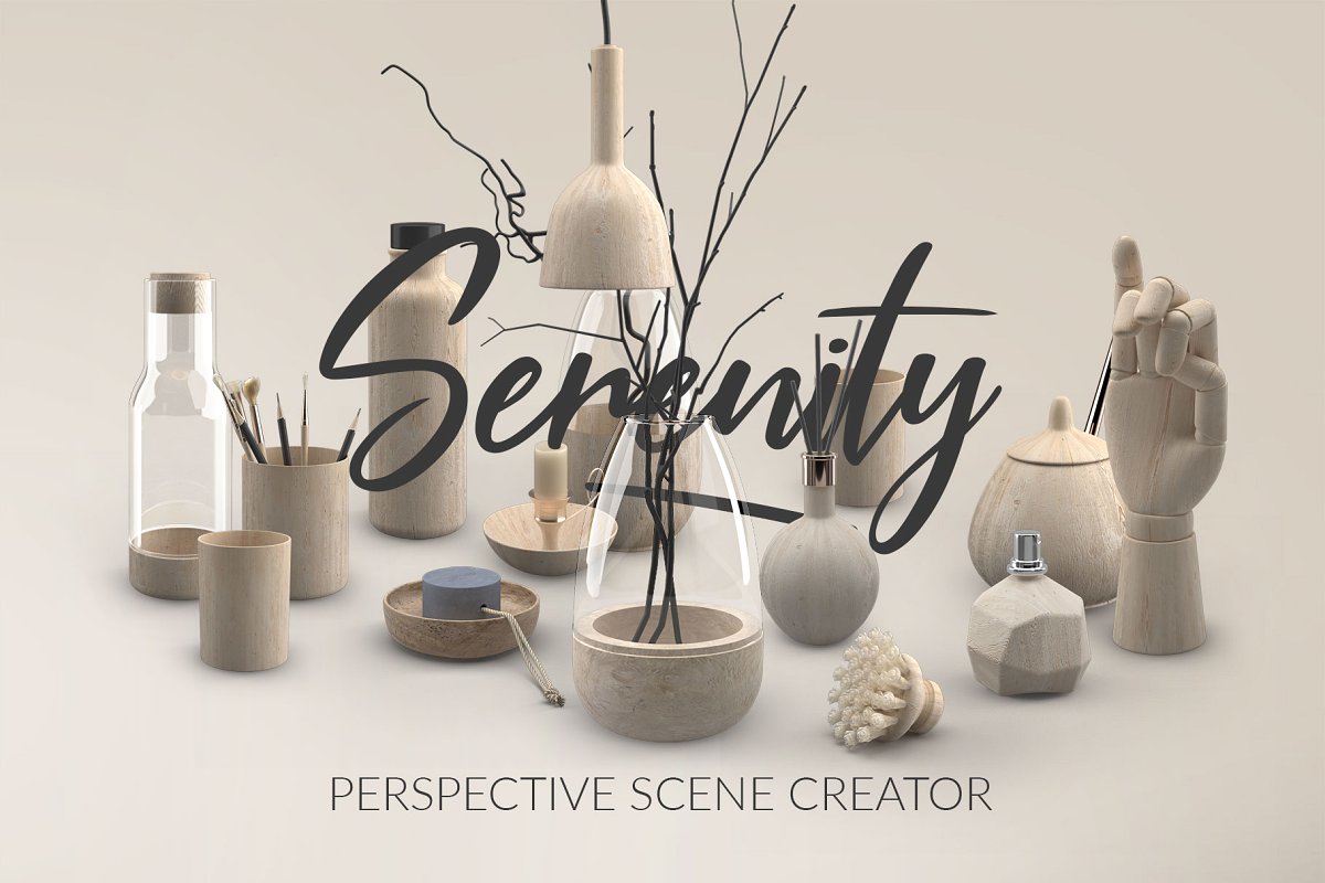 简约的室内设计场景物品展示样机 Serenity Scene Creator Front View_img_2