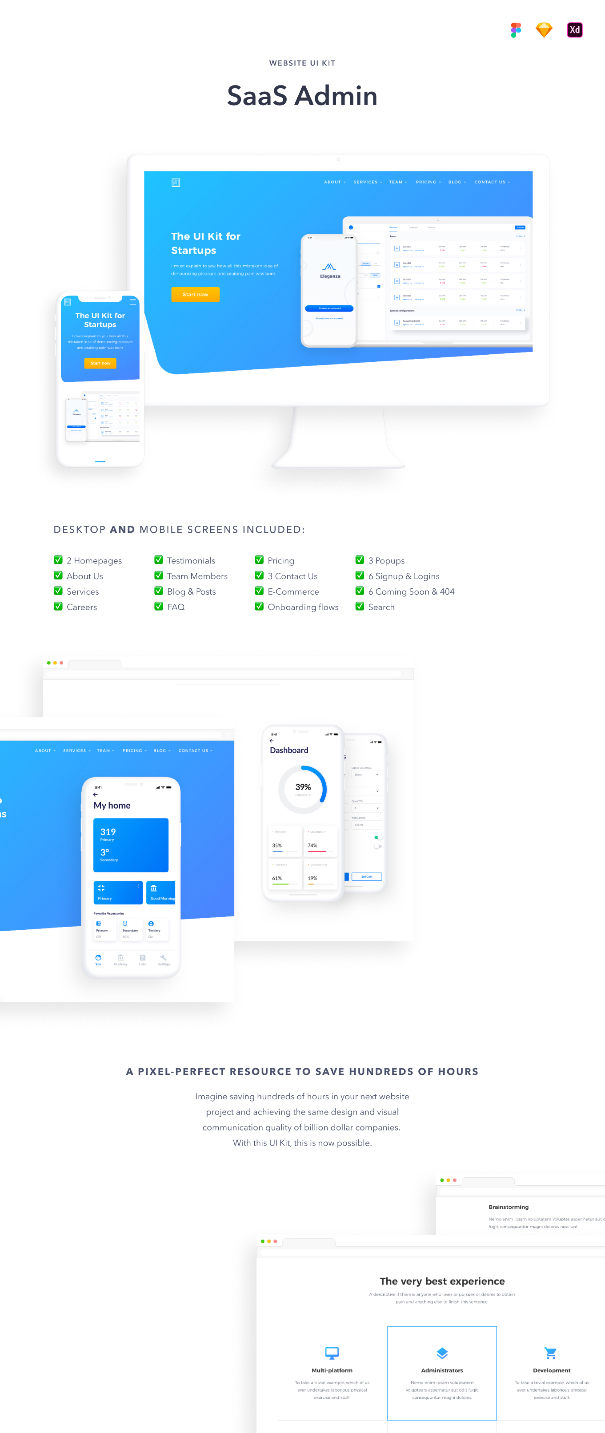 多功能的WEB UI & APP UI工具包 SaaS Website UI Kit_img_2