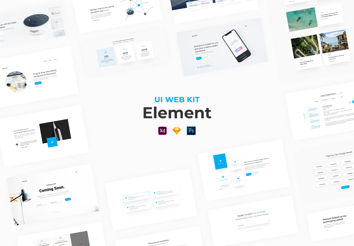 高品质多功能的博客电子商城WEB UI PSD模板 Element - UI Web Kit_img_2