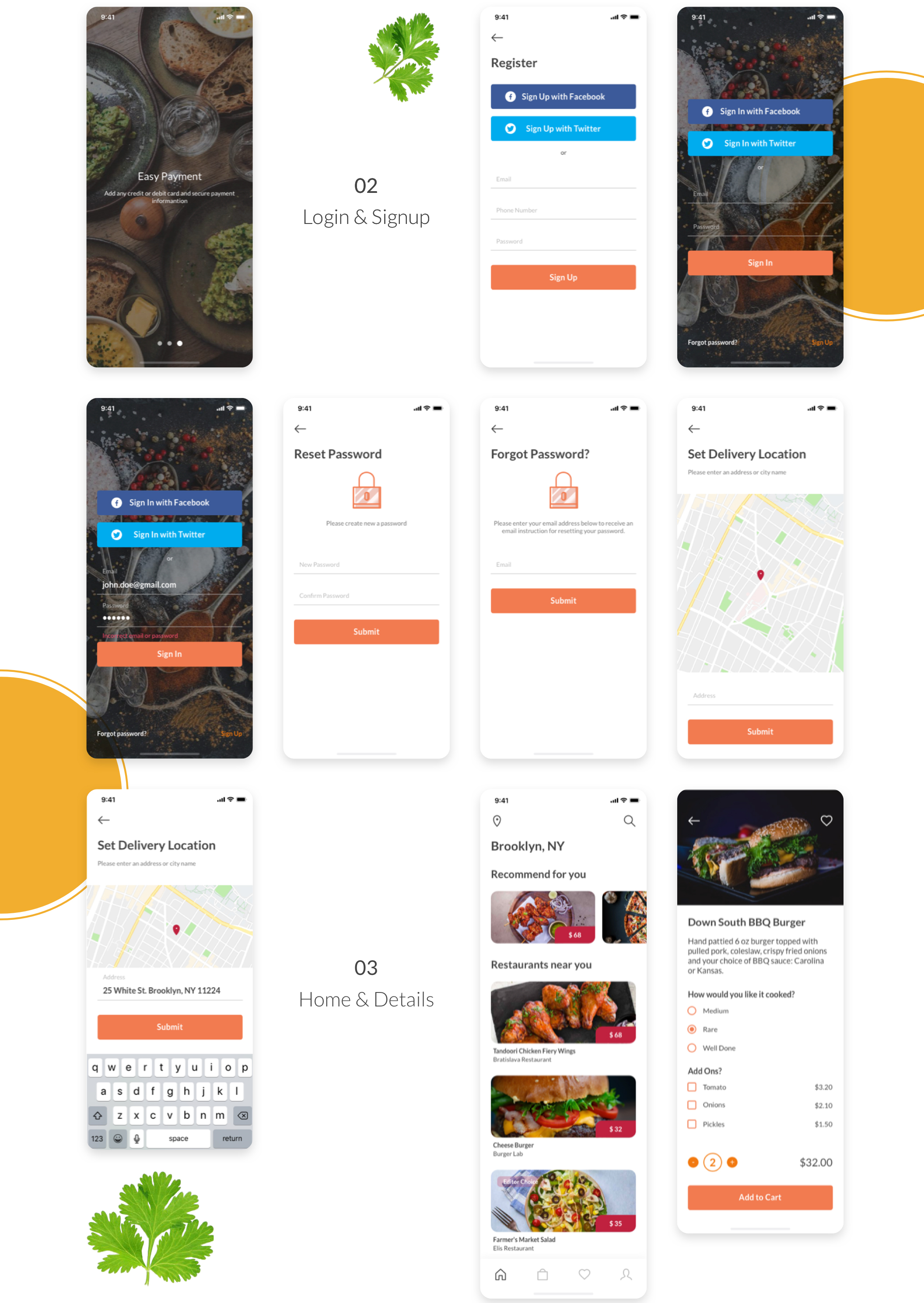 食物在线预定外卖iOS APP UI工具包 Mydonose Food Delivery UI Kit_img_2