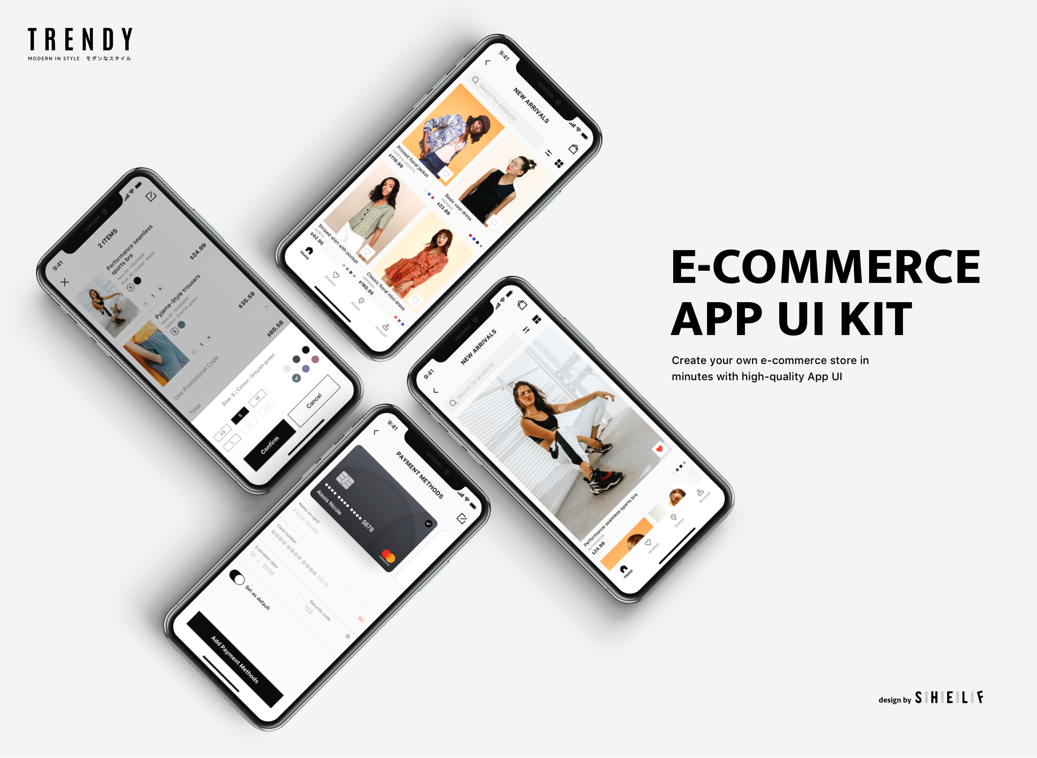 时尚女性服装电子商务应用程序UI工具包 Trendy E-commerce App UI kit_img_2