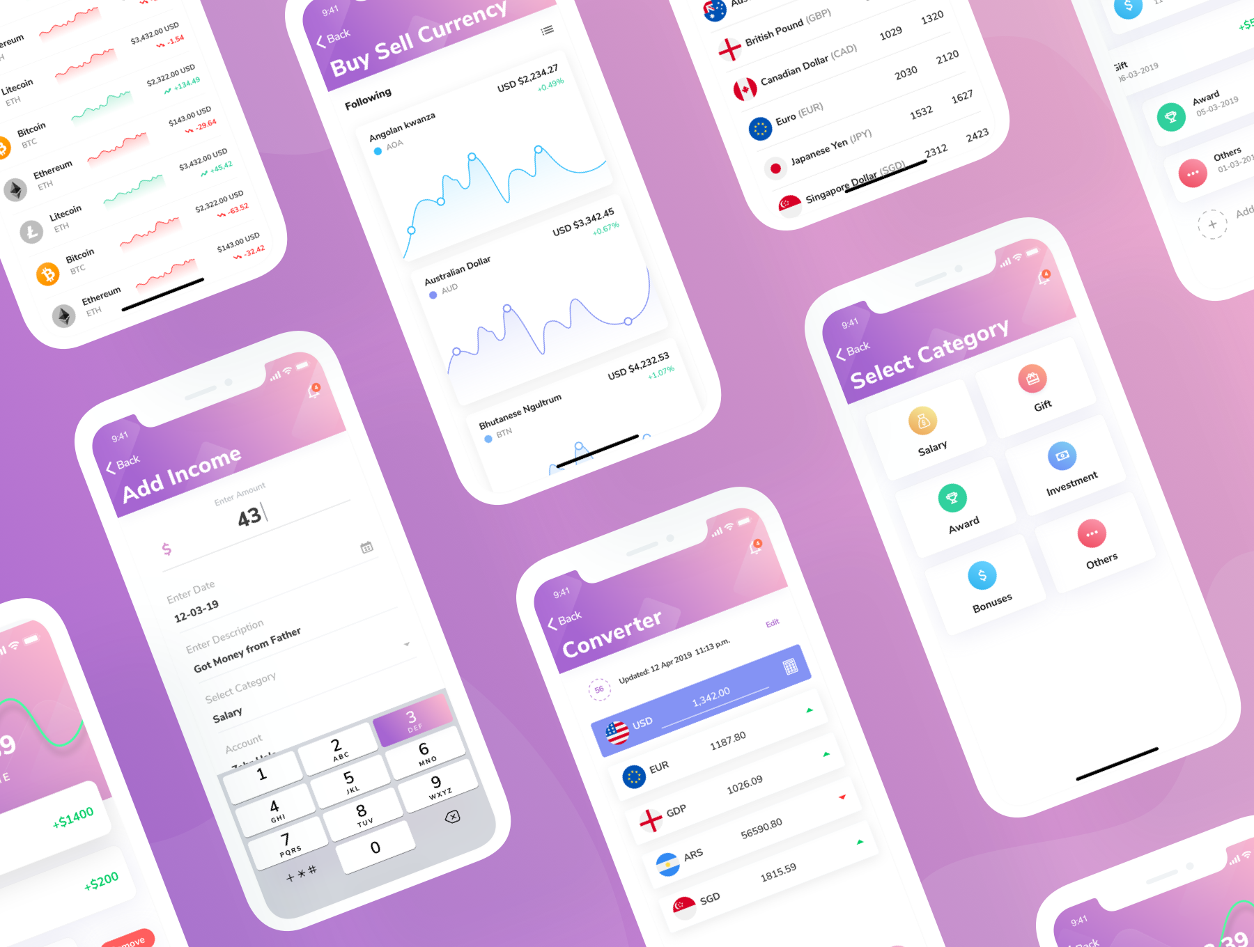 时尚财务管理信息统计分析iOS APP UI工具包 Vault - Financial App UI Kit_img_2