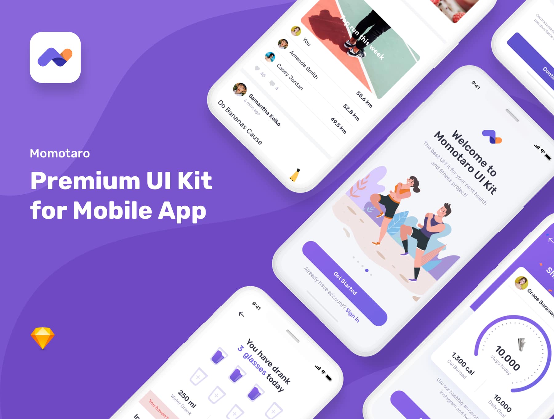 高品质的健身&健康数据统计iOS APP UI工具包 Momotaro UI Kit_img_2