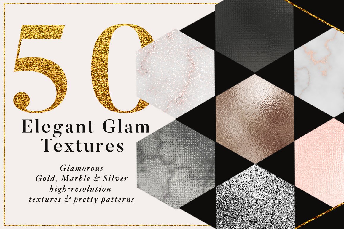 50款华丽金色数码纸&大理石背景纹理 50 Gold &Marble Glam Textures_img_2