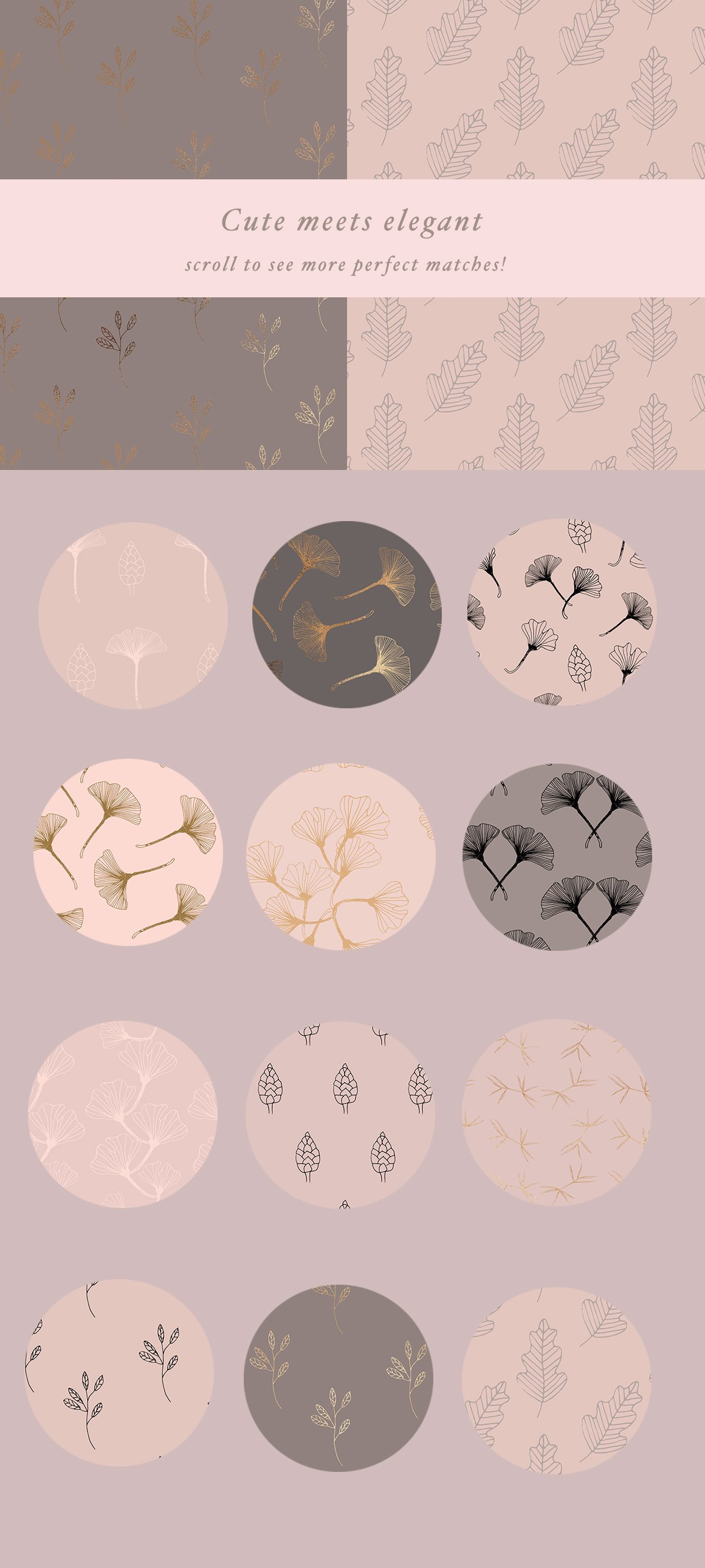 超精致现代手绘婚礼包装装饰矢量图案合集 Modern Subtle Floral Patterns Bundle_img_2