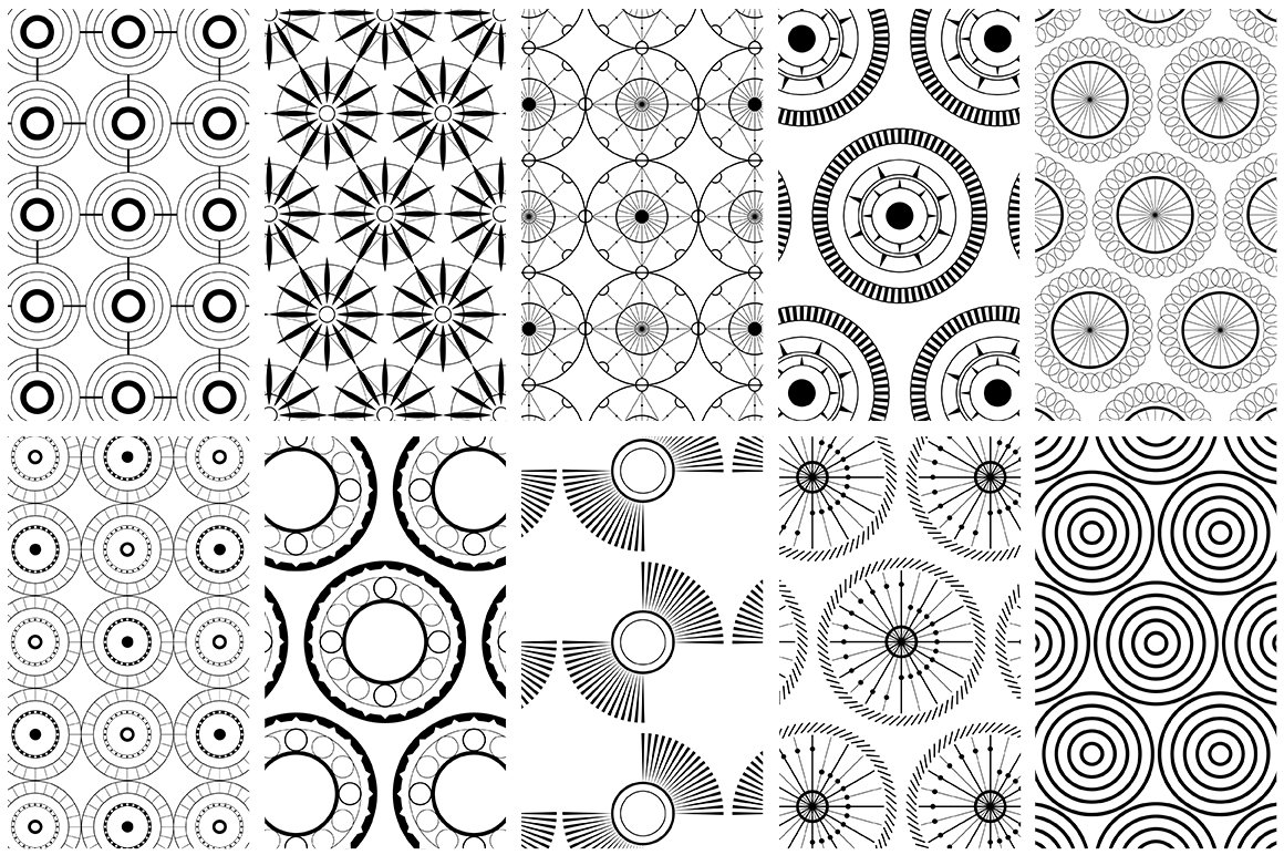 40款优雅简约的圆形无缝矢量图形 Circular Patterns Set_img_2